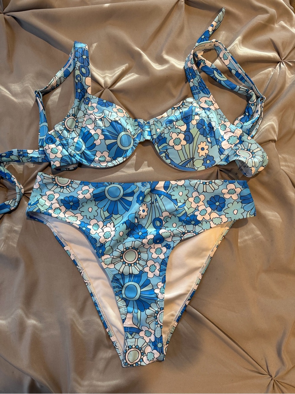 SHEIN Blue Floral Two-Piece Bikini Set